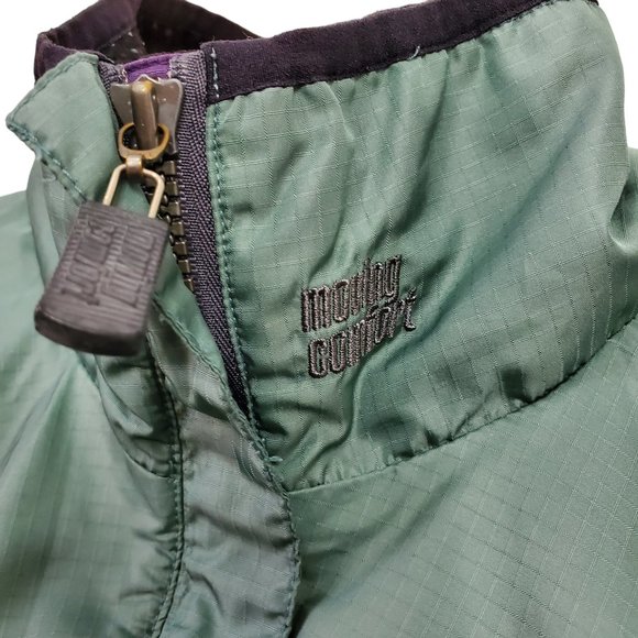 Moving Comfort Green & Grey Windbreaker w/ Hidden Hoodie Size Small - Picture 2 of 13